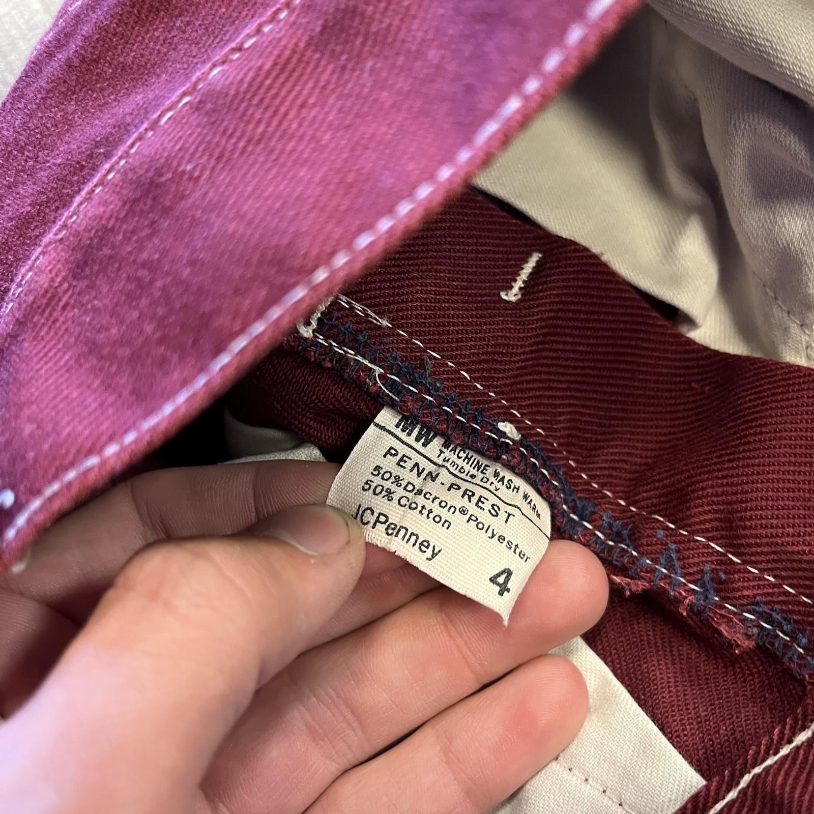 VTG 70'S JC PENNY PENN-PREST MAROON CUSTOM PATCH PANTS JEANS SZ 4 TODDLER (6) image 3
