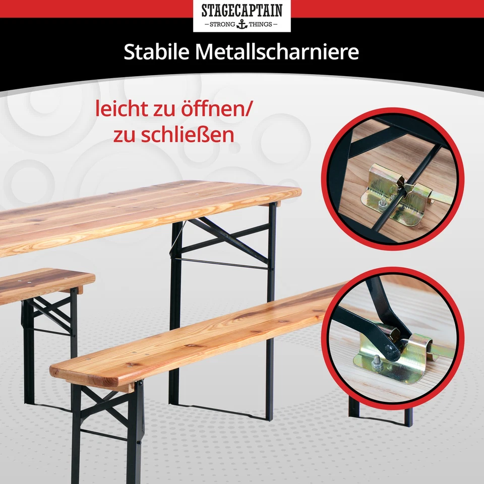2x Ensemble Brasserie Table Banc Bois Pliable Meuble Jardin Terrasse Fete Bar - Photo 4/4