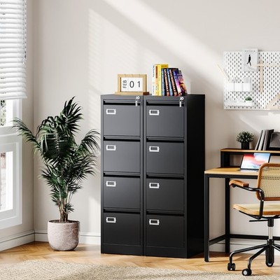 3/4 Drawer Filing Cabinet with Lock Metal File Storage Cabinet Letter/Legal/A4