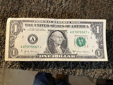 A 2007 :  $1 One Dollar Low Serial Number  Star Note
