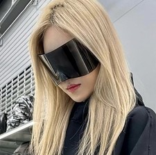 Oversized Shield Black Futuristic Plastic Sunglasses Women Mask