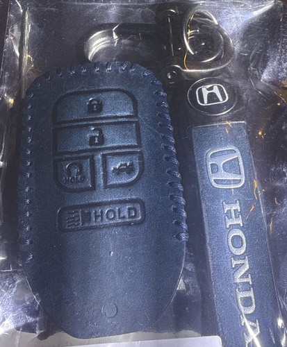 Blue Leather Car Remote Key Fob Case Cover Bag For Honda. New-sealed
