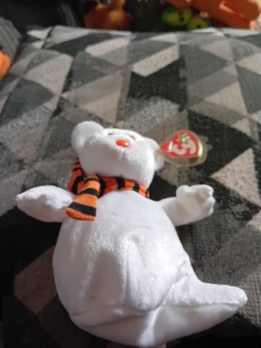 Ty Beanie Babys Köcher der Geisterbär, kleines Plüschtier, neu mit Etikett - Bild 7 von 12