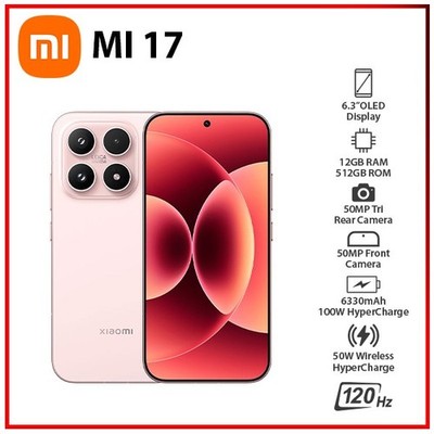 NEW Xiaomi 17 5G 12GB+512GB PINKDual SIM Unlocked Global Android Mobile Phone