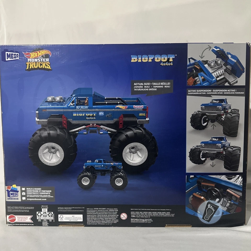 MEGA Hot Wheels Bigfoot Monster Truck juguete de construcción 538 piezas - con camión fundido a presión Foto 3 de 4