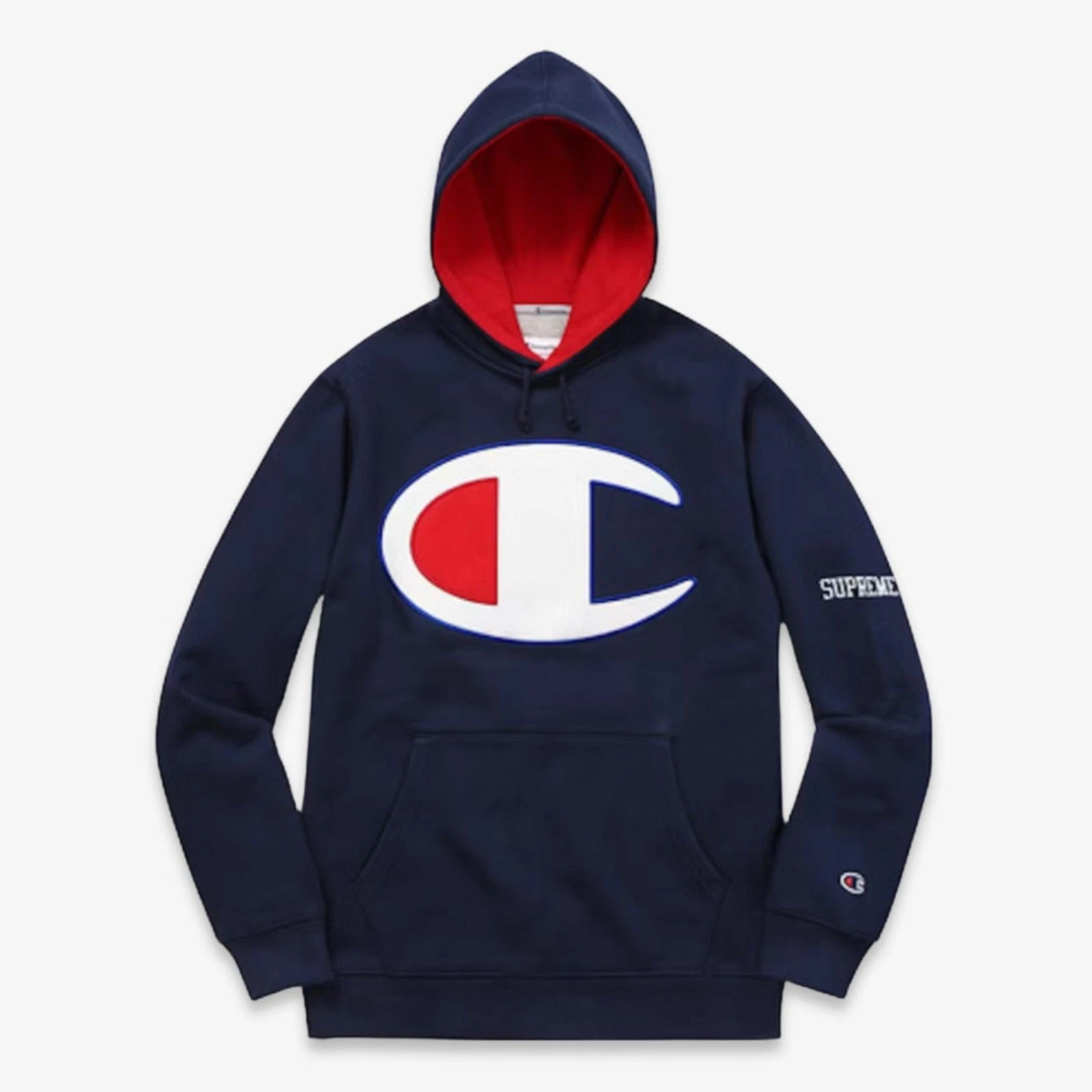 Felpa con cappuccio Supreme x Champion 'Satin Logo' blu navy (SS17) felpa con cappuccio
