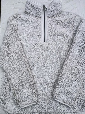 Cozy Sherpa White Pullover Large  Super Soft  Half Zip