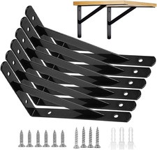 6 Pack Shelf Bracket Heavy Duty, Alloy Steel Triangle Shelf Brackets, 6 Inches R
