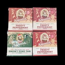 4 Dr Squatch Soap Lot Bundle 3 Frost Peppermint 1 Snowy Pine Tar Holiday