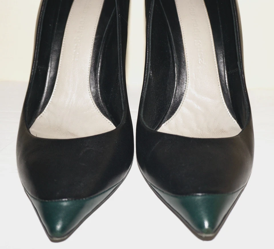 Zapatos de salón NARCISO RODRIGUEZ de cuero negro y verde intenso 38 EUR Foto 3 de 4