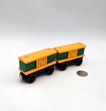 Thomas  Friends Wooden Railway Tank Engine Orange Roof Box Car Train Lot x2 GUC