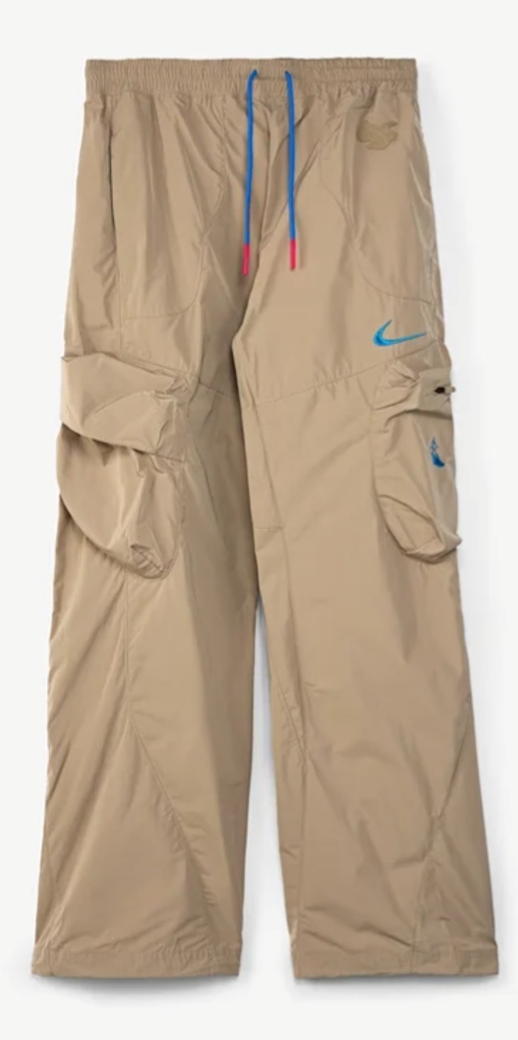 OFF WHITE X NIKE Pantalone uomo Nike x Off bianco nylon marrone taglia L nuovo con etichetta