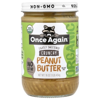 Organic Peanut Butter, Crunchy, Lightly Sweetened, 16 oz (454 g)