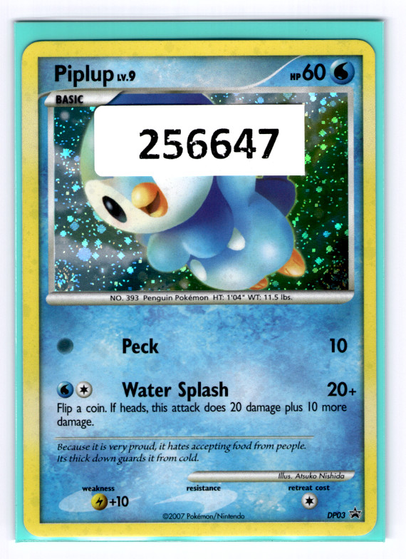 (256647) DP03 PIPLUP Pokemon Diamond & Pearl Black Star Holofoil Promo Card