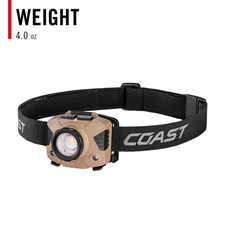 Coast 31298, FLX7 700 Lumen Tri Color Pure Beam Focusing Headlamp 3AAA