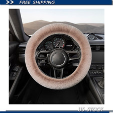 15 Inch Light Brown Fur Wool Sheepskin Steering Wheel Cover Fluffy Anti-slip Pr 15 Inch Light Brown Fur Wool Sheepskin Steering Wheel Cover Fluffy Anti-slip Pr