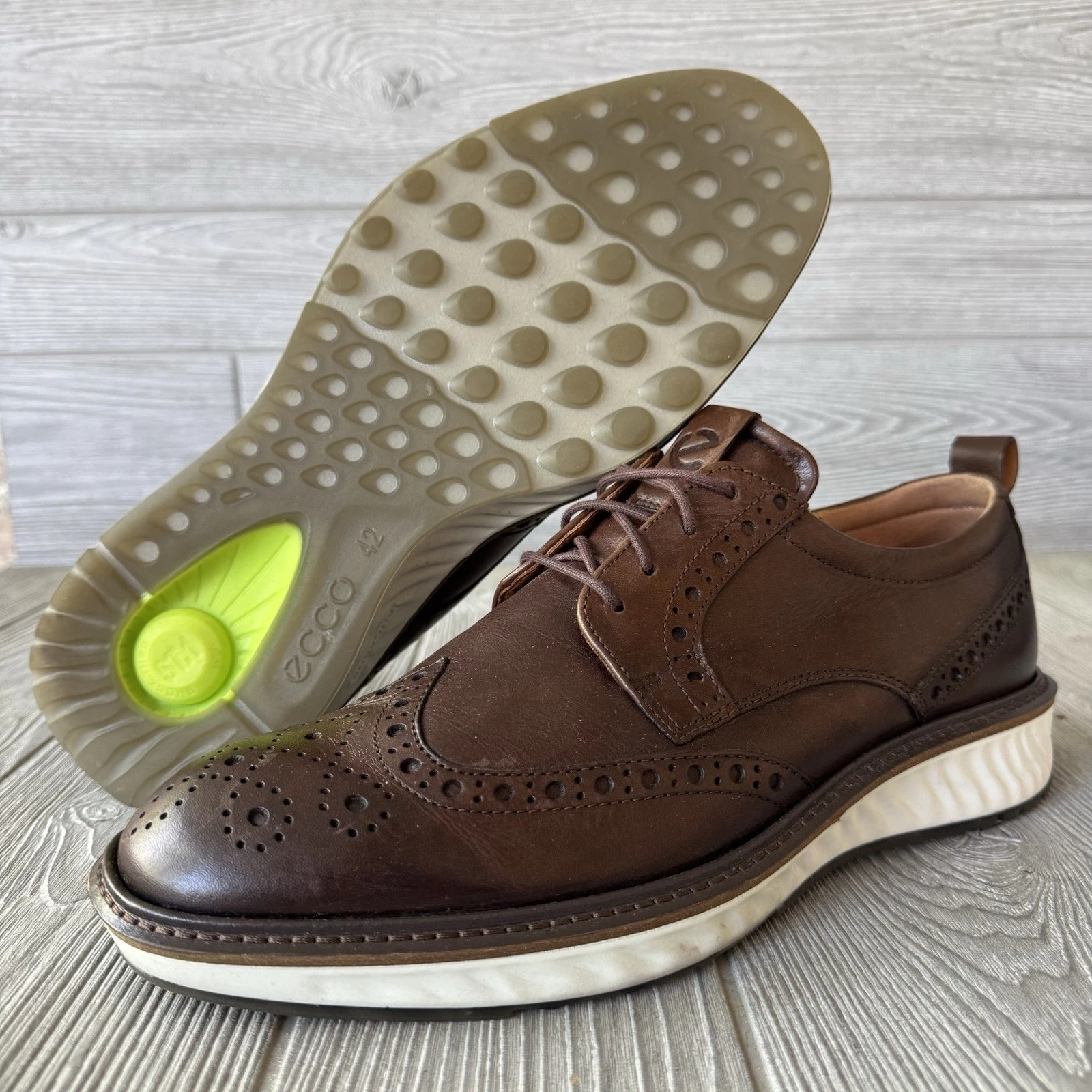 Sneakers Oxford ECCO S.T.1 ST1 ibride in pelle scarpe stringate cognac taglia 42 US 8 5