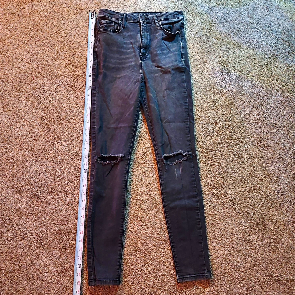 Pantalones de mezclilla ajustados Forever 21 negros desgastados para mujer talla pequeña regular 