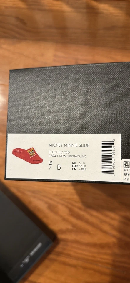 *ENTRENADOR* (talla 7) Disney X Mickey/Minnie Diapositiva ROJA Walt Disney World 50 Aniversario Foto 4 de 4