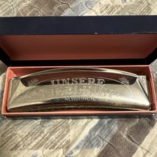 M. Hohner Unsere Lieblinge Harmonica Key of C Silver Metal High Polish Case