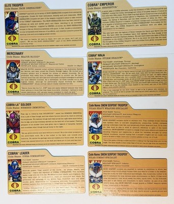 GI Joe 25th Anniversary Cobra File Card Lot/8 Nemesis Immortal Bludd + Hasbro E