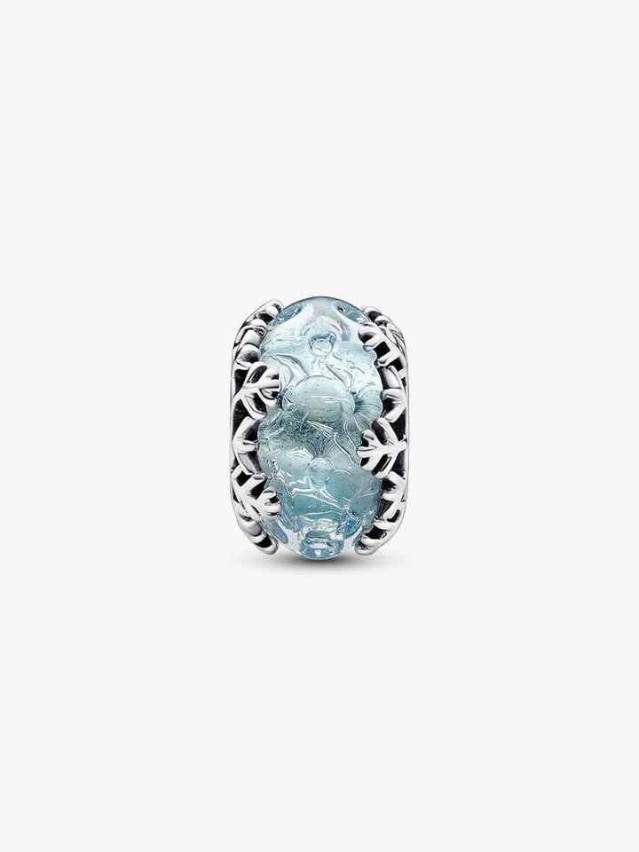 PANDORA Charm Anhänger Bead Schneeflocke Murano Glas Sterlingsilber 792377C00 - Bild 2 von 4