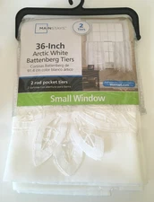 Mainstays Battenberg Cutwork Arctic White 30" x 36" Pack Of 2 Rod Pocket Tiers