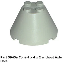 Lego 1x 3943a Light Gray Space Cone 4 x 4 x 2 w/o Axle Hole Fn Galaxy Explorer