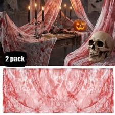 2 Pack 85" x 197" Halloween Creepy Cloth Bloody Gauze Fabric Decor Red