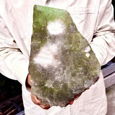 8.8LB Natural green cubic fluorite - quartz crystal mineral specimen