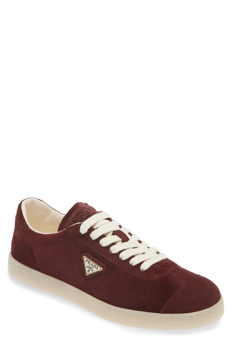 Prada Milano Men Suede Sneakers Bordeaux Shoes Size 11 NEW Burgundy Downtown Re-Nylon and suede sneakers | PRADA  main image 2