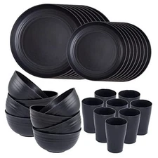  Wheat Straw Dinnerware Sets,Unbreakable Dinner Plates for 8,Microwave 