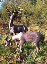 Large Stag & Doe Deer Garden Sculptures - Cast Aluminium with Aged Finish