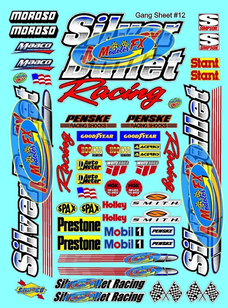 WHITE VINYL Sticker SHEET 12-R/C MODEL lexan body Decals 1/12-1/10-1/16th-kyosho