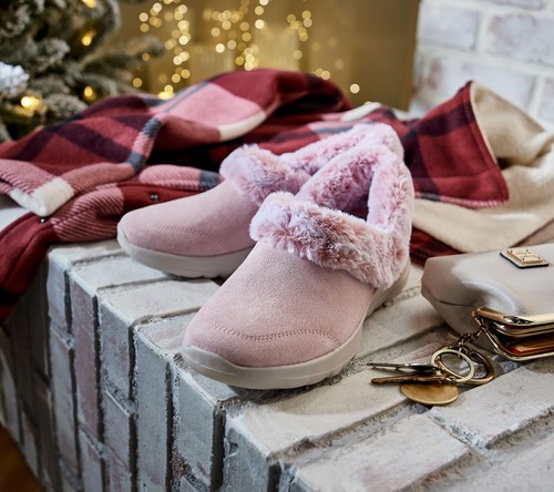 NEW Skechers 6-1/2 Wide On-the-GO Joy Suede & Faux Fur Slip-Ons Black QVC 1131 - Picture 5 of 6