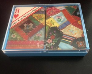 2-vintage-decks-PATCHWORK-HALLMARK-playing-cards-QUILT-butterflies-flowers-1-New