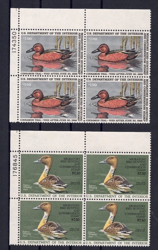 US Scott # RW52 & RW53, MINT/VF/NH Plate Blocks of Federal Duck Stamps! SCV $120