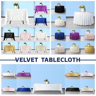 Samt Tischdecke Abdeckung Crushed Weicher Stoff Rund Rechteckig Quadratisch Hochzeit Party