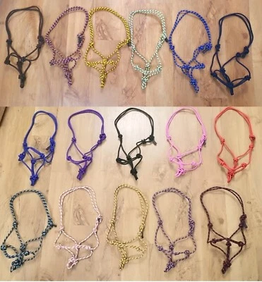 Handgefertigtes Seilneckholder geknüpft Nylon Kopfhalsband Parelli Pferd/Esel/Kühe VEGAN