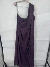 White Vera Wang Maxi Gown Dress Women 20 Purple Ruffle Formal Wedding Guest