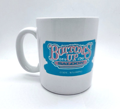 Rare VTG Bottoms Up Saloon Cody, Wyoming Coffee Mug - Assless Chaps on Reverse