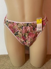 New Vtg 7/L Warners Floral Lace HIGH-CUT Brief PANTY SHIMMERY Gold Pink 59173
