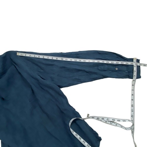 Black Brown 1826 Mens Linen Shirt | L | Dark Blue | Long Sleeve | Beach Wedding - Picture 7 of 10