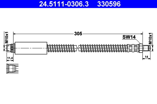 ATE 24.5111-0306.3 Brake Hose for PEUGEOT