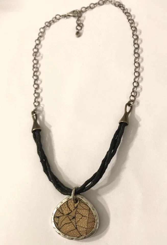 N1893 SILPADA Collar Retirado Plata Esterlina Bambú Resina REVERSIBLE Martillado Foto 4 de 4