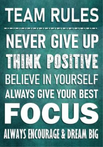 Positive Gifts  TEAM RULES - Never Give Up - Think Positive - Believ (Paperback) - Picture 1 of 1