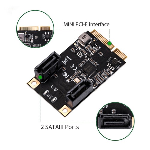 Mini PCIE to Dual SATA 3.0 Adapter 2 SATA III Ports Full Size Mini PCIe Slot - Picture 2 of 6