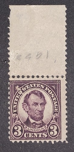 Travelstamps: 1923-1925 US Stamps Scott # 555 Lincoln, 3c, Mint OG Light Hinge - Picture 6 of 6