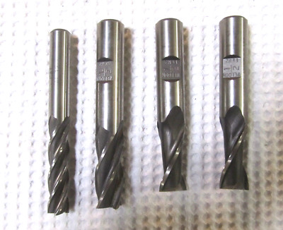 3 Weldon 1/2'' RH Cut, Single-End, End Mill B 16-3 & 1 CAT-AL 3/8'' Single-End B67