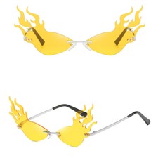 Fire Flame Shape Unique Funky Party Rave Festival Costume Yellow Sunglasses